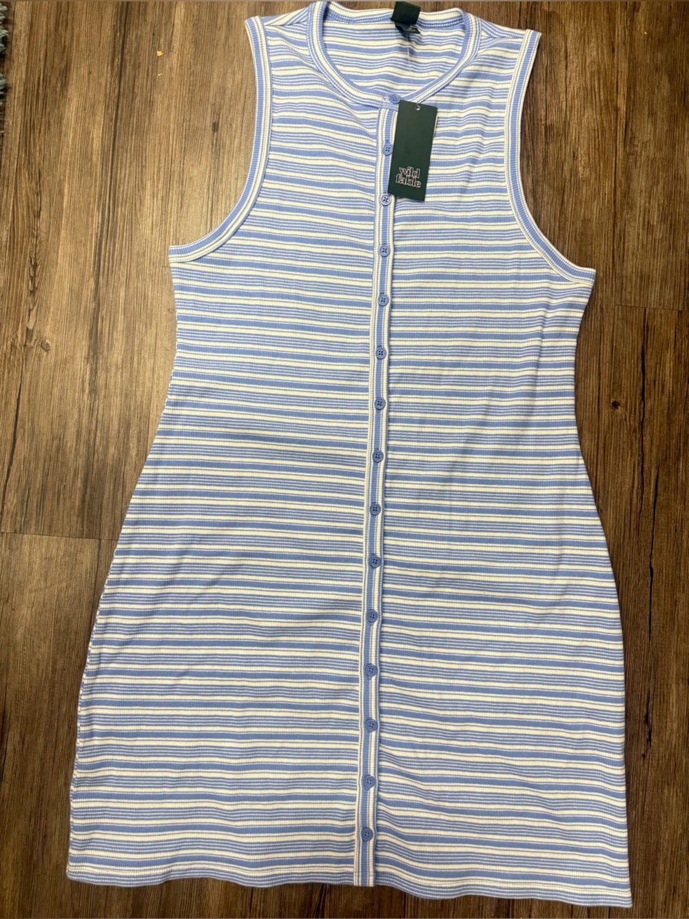 NWT Wild Fable Blue and White Striped Button-Front dress size XL